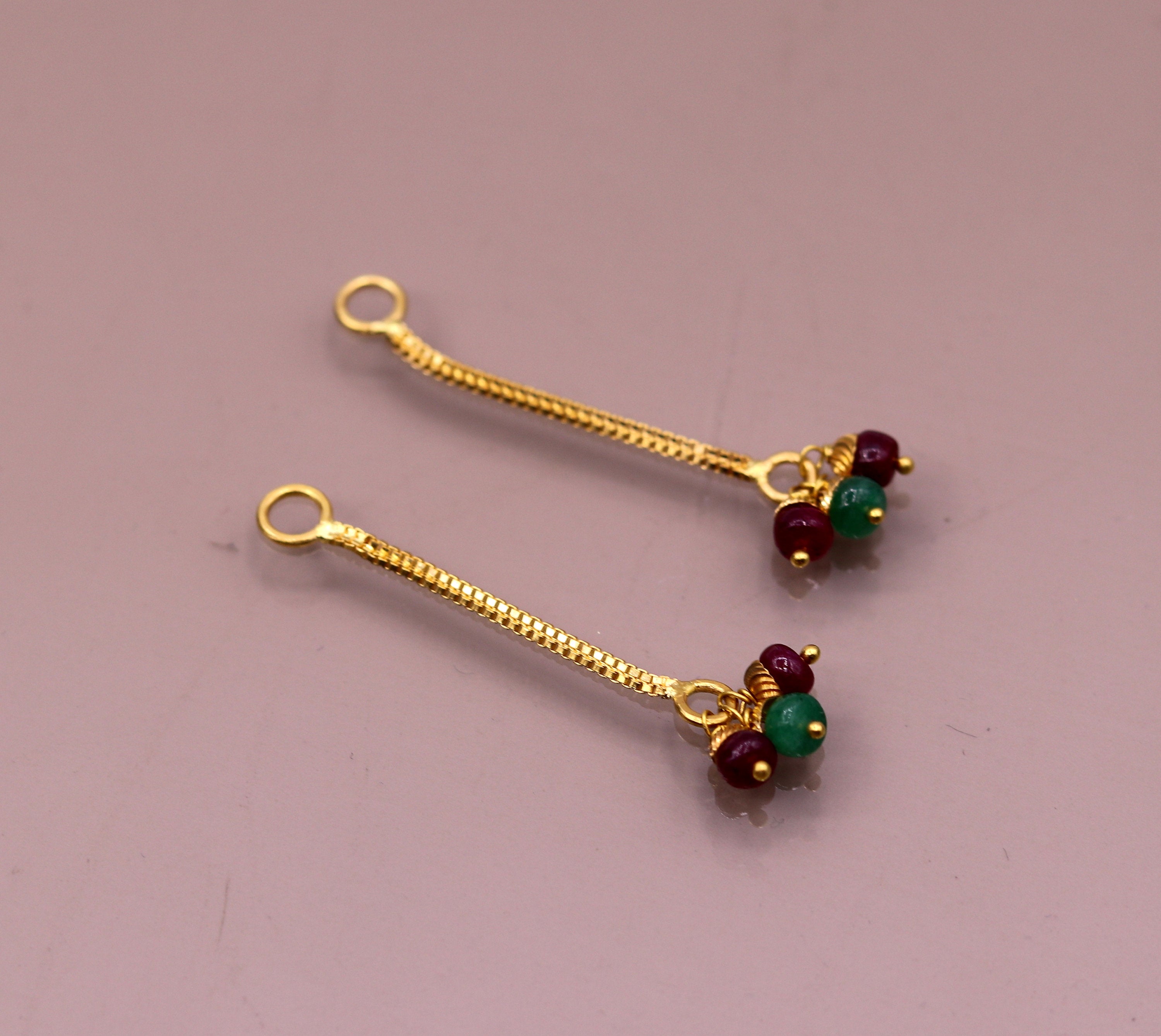 Elegant Gold Plated Small Jhumka Hanging Stone Earrings|Kollam Supreme